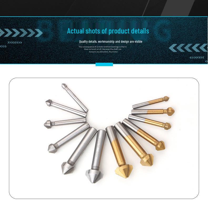 6-Piece 90° Titanium-Plated Chamfering Knife & Countersink Drill Set