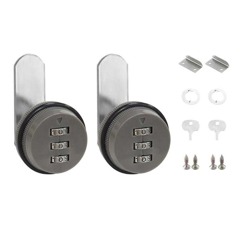 2Pieces Combination Lock 3 Digit Code Cams Lock Accessory for Drawers and Cabinet Sturdy Zinc Alloy Materials Use
