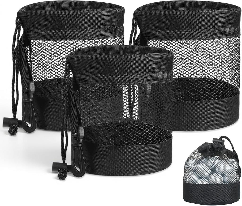 Polyester Golf Ball Storage Bag Golfer Gift Drawstring Closure Mesh Pocket Design Easy Organization Golf Shag Bag Golf Organizer