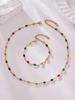 European Style Dopamine Color Block Necklace & Bracelet Set: Stainless Steel Drip Oil, Clavicle Design, Simple & Stylish Personality.