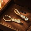 Anziw 3-Stone D Color Moissanite Drop Earrings Hypoallergenic 14K Gold Filled Earring Birthday Jewelry Gift for Women Certified