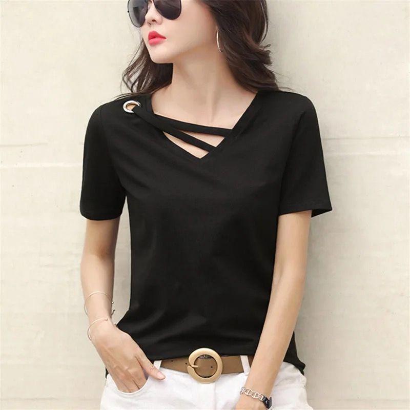 Summer Plus Size Women's Short Sleeve T-Shirt with  V-Neck  Comfortable and Soft Tops