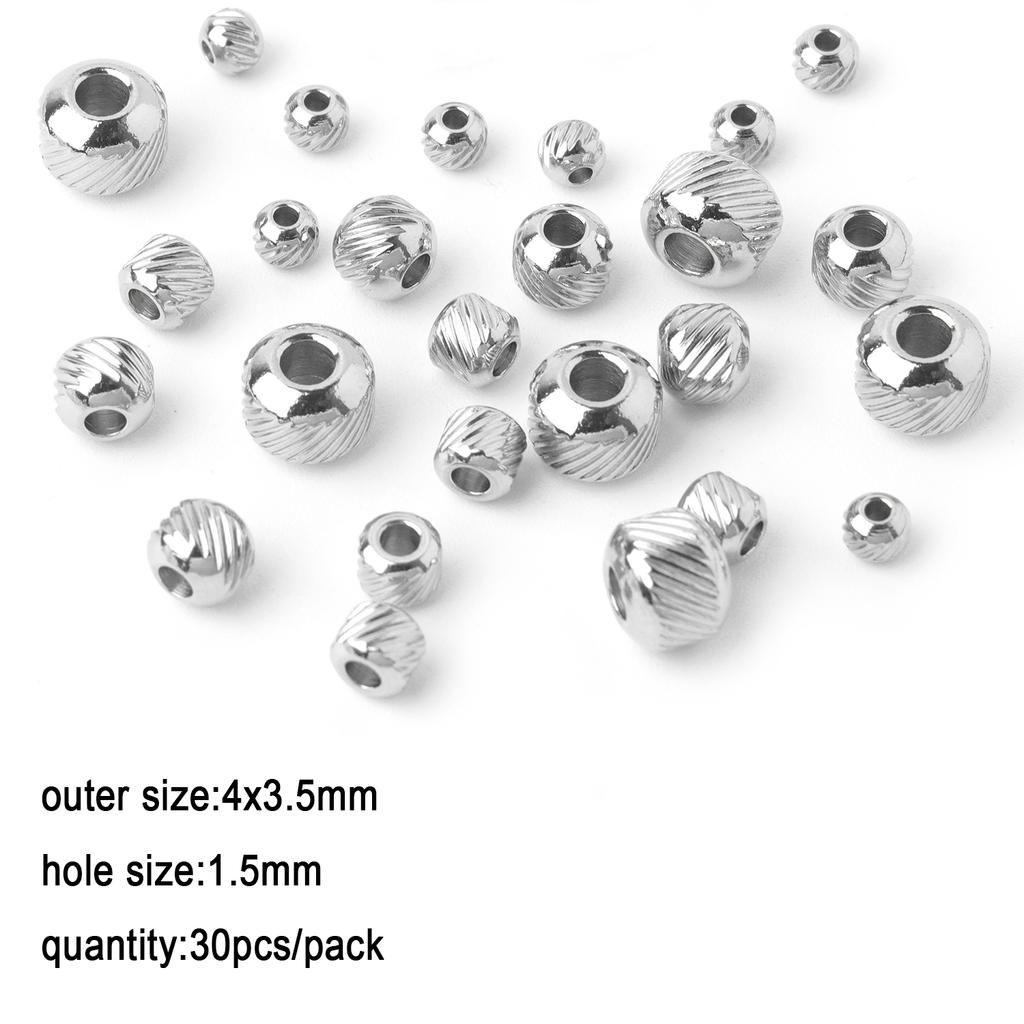 1pack Stainless Steel Loose Beads Screw Grid Oblique Straight Line Tube Shape Beads for Jewelry Making Diy Bracelet Accessories
