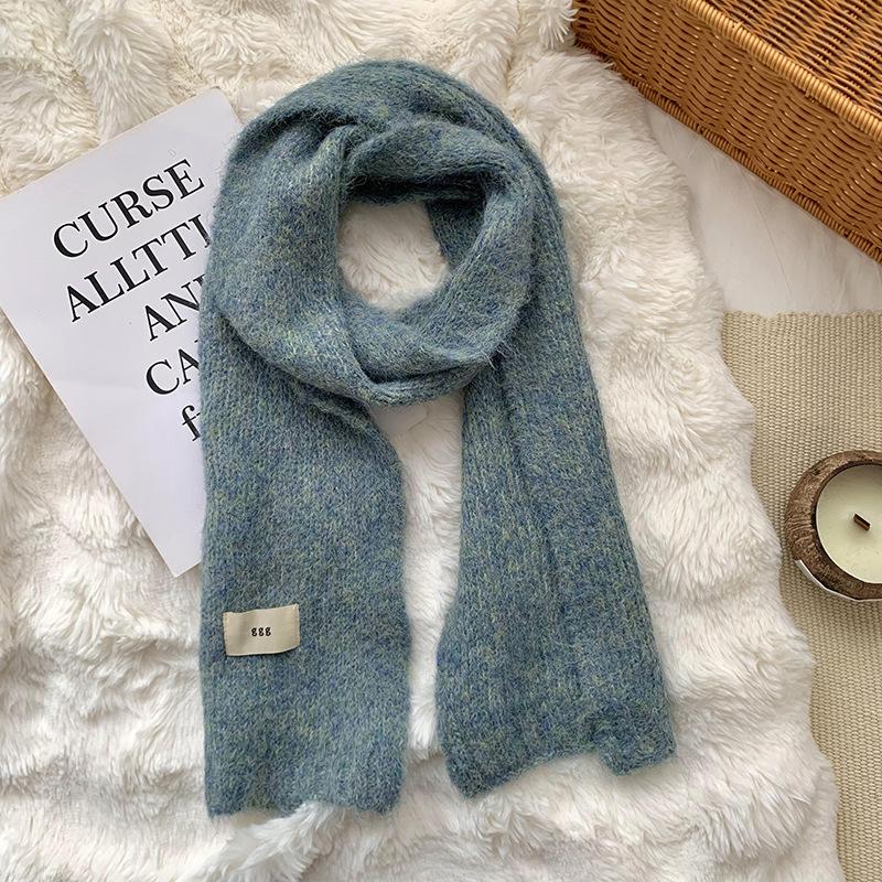 Scarf women's winter high-end sense new solid color warm imitation cashmere scarf knitted scarf shawl