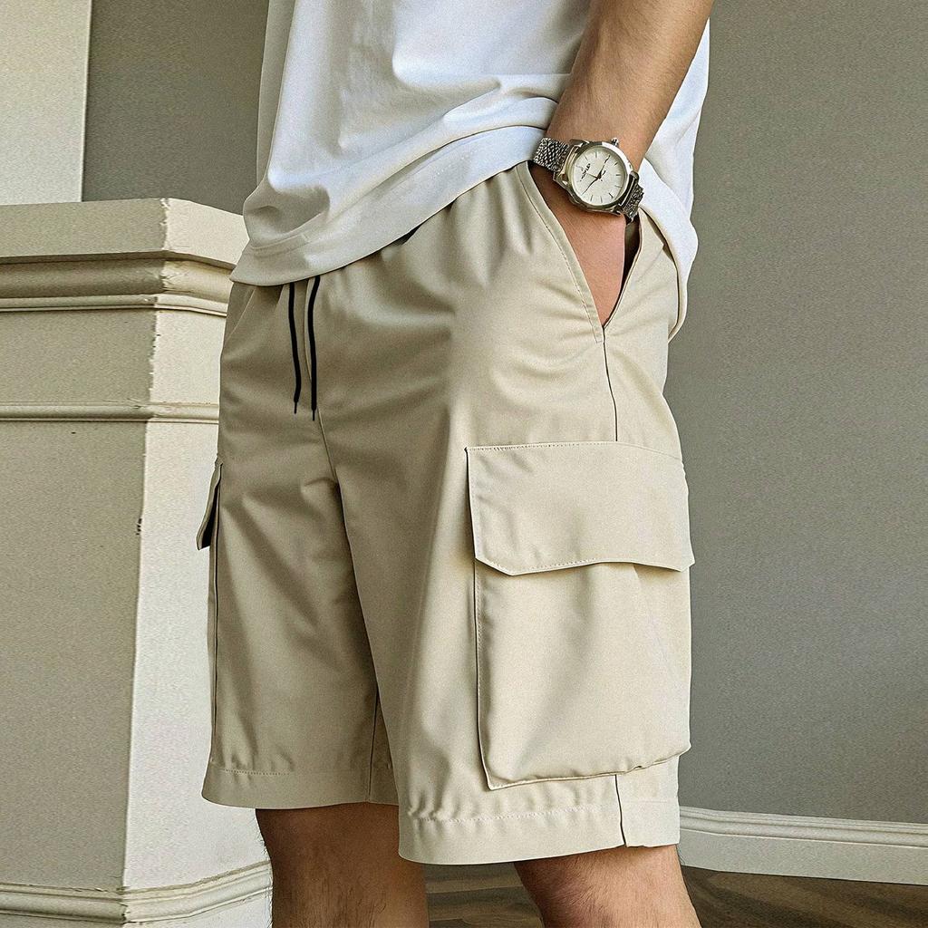 Men's Sports Shorts - Soft And Comfortable, With Elastic Waistband And Drawstring At The Waist.