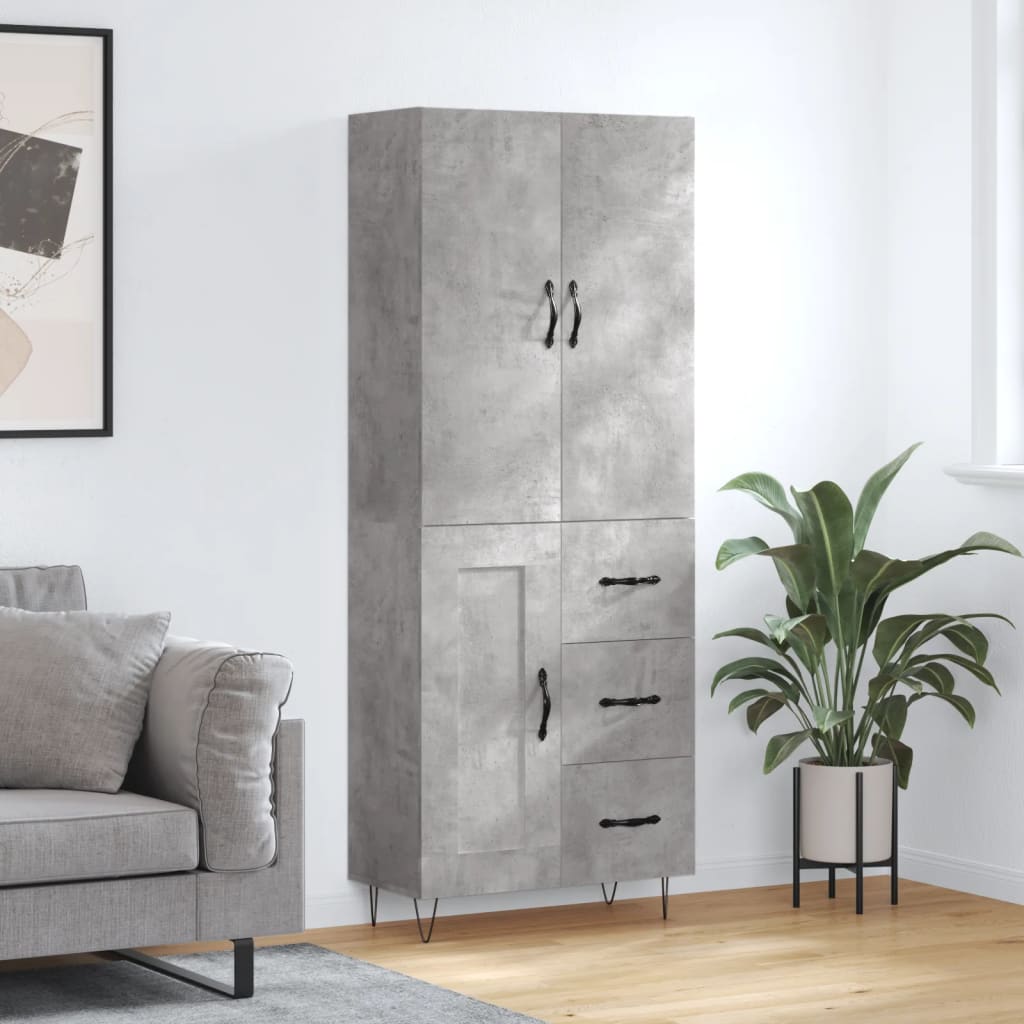 Highboard Concrete Grey 69.5 x 34 x 180 cm Engineered Wood