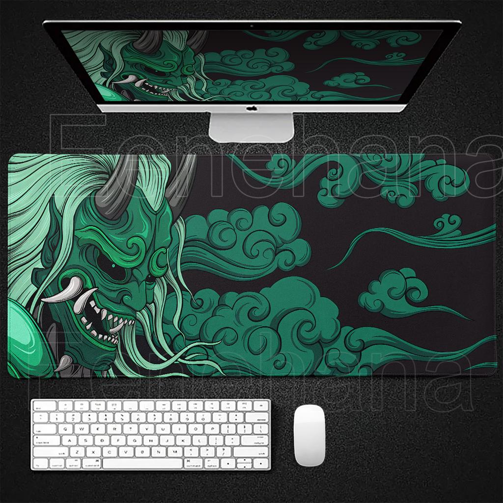 Black Ghost Face Nonslip Mouse Pad Gamer Desk Mat HD Print Japanese Samurai Devil Mask PC Gaming Accessories Computer Table Pad