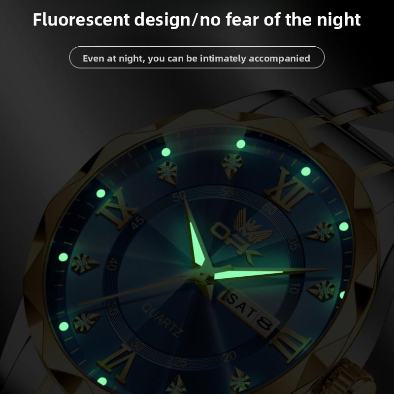 OPK Watch Double Calendar Waterproof Quartz Watch Luminous Men's Watch Men's Watch