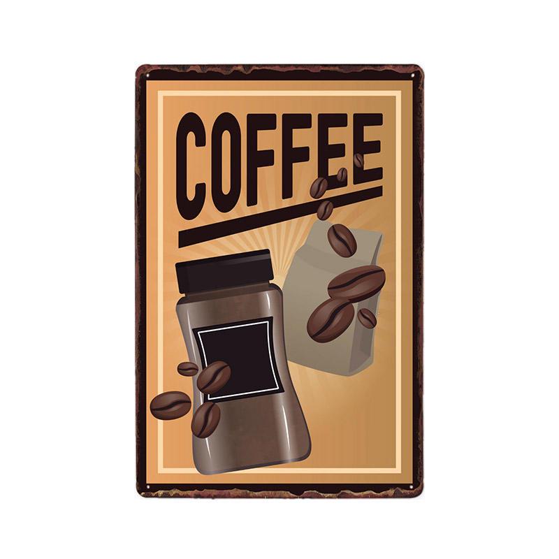 Coffee Sign Vintage Wall Decor Plaque Metal Retro Poster Decorative Coffee Plates Tin Cafe Decoration 20x30 Cm