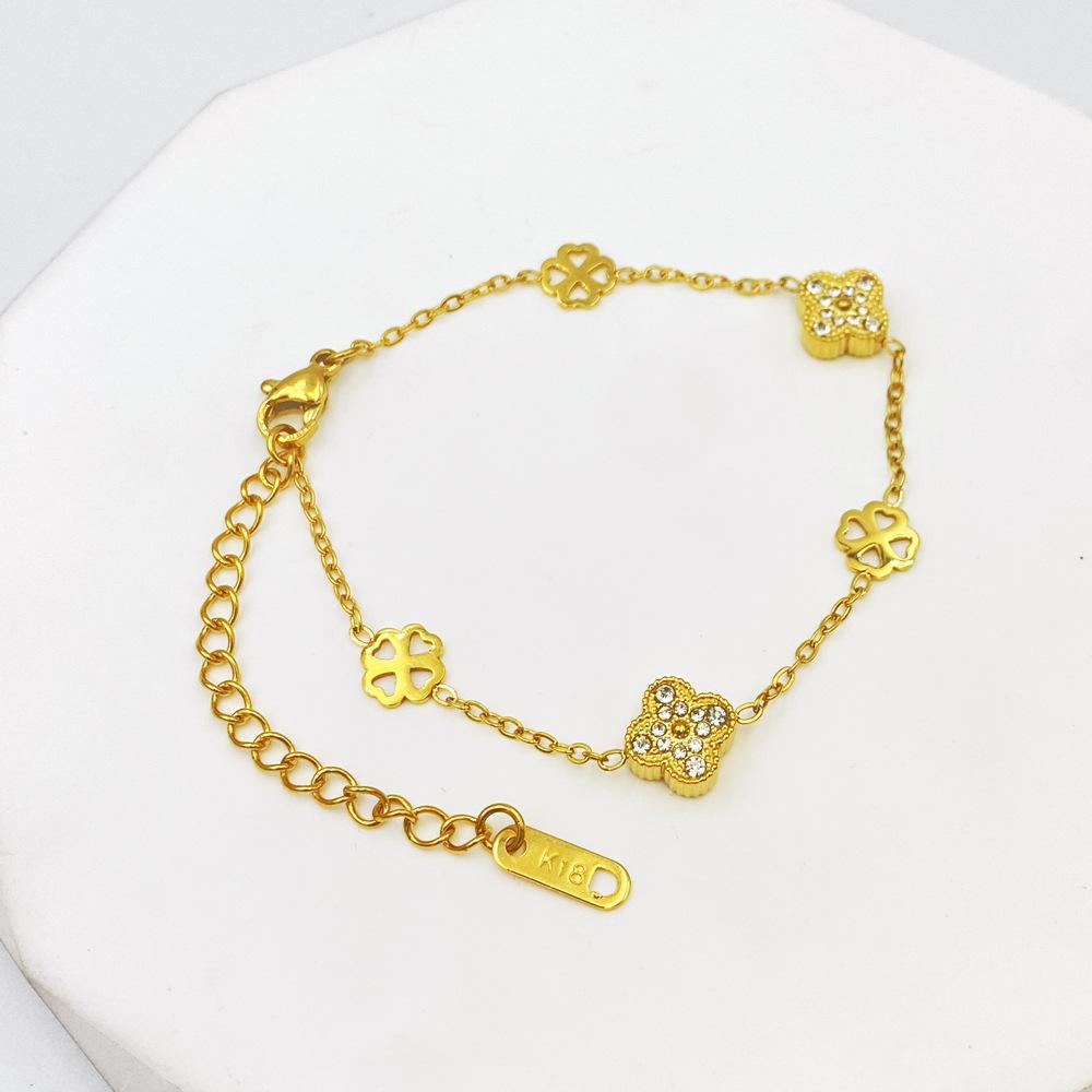 

Браслет из титановой стали 9 мм Четырехлистный клевер , ракушка Четырехлистный клевер , браслет Сто , не теряет цвет, браслет Счастливая трава