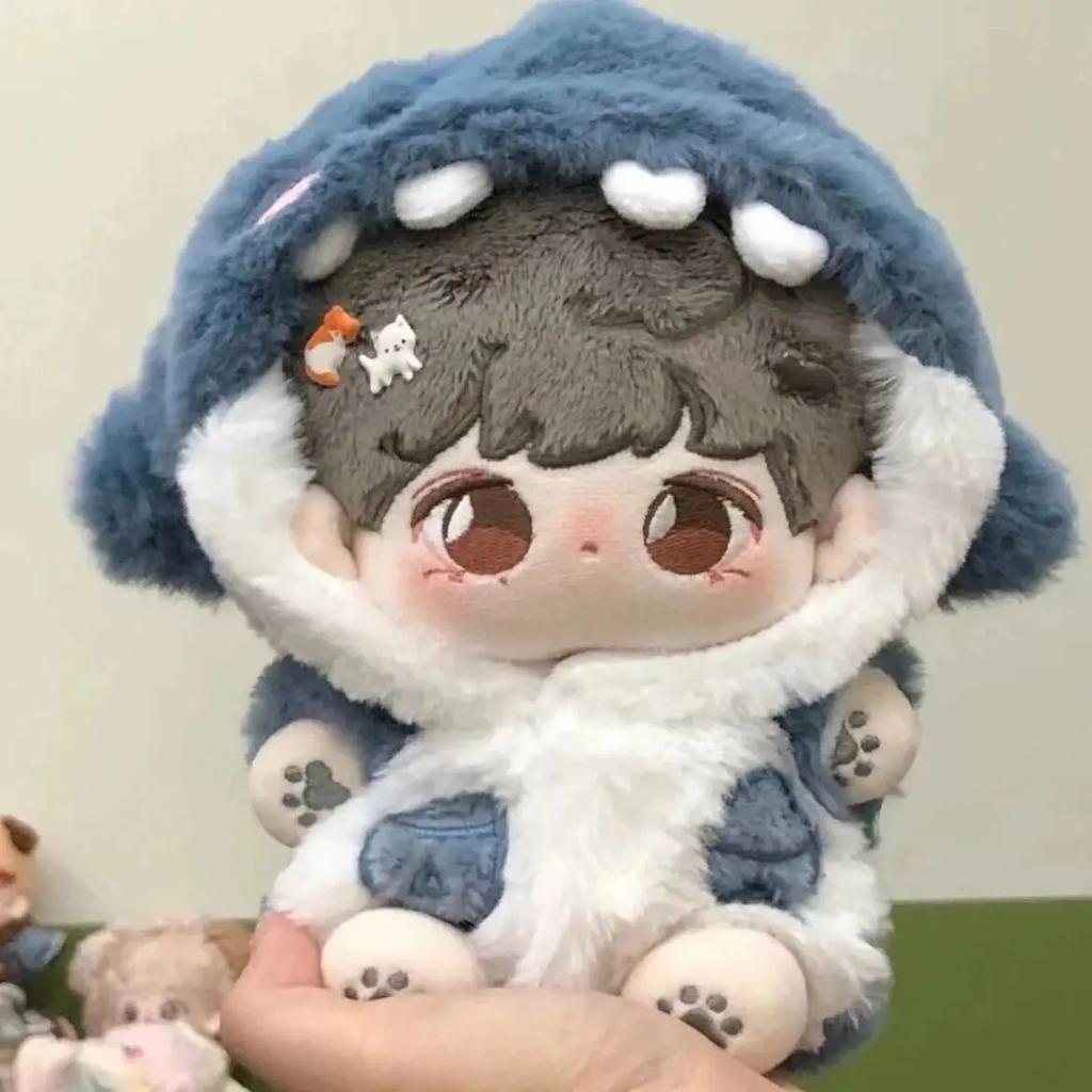 20cm Kawaii Shark Hoodie Super Cute Pajama Anime Plush Dress-up Cotton Dolls Clothes Puppet Replacement Cosplay Accessories Toys