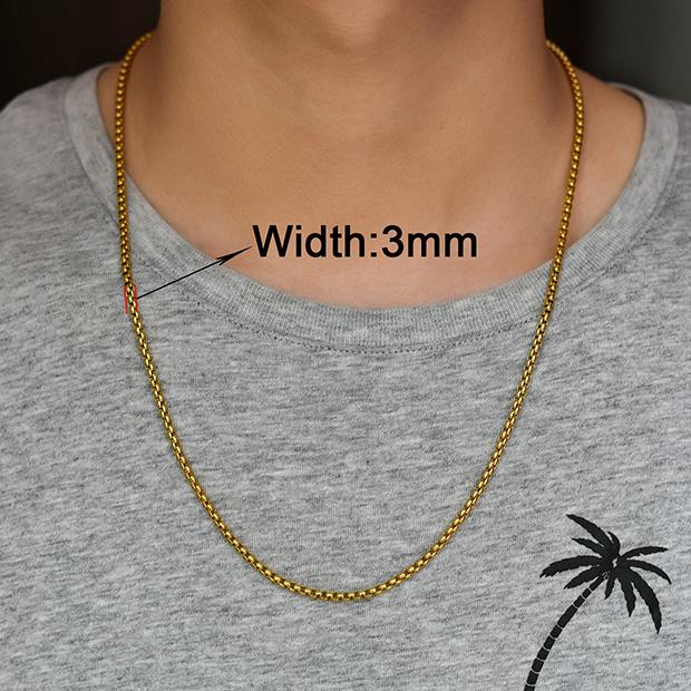 2/3/4/5mm Men's Box Chain Stainless Steel Necklace Choker for Women Copper/Gold/Black/Rose Gold Color 14 - 40 Inch Metal Jewelry