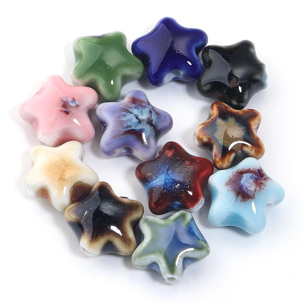 5pcs/lot Colorful Star Beads Ceramic Beads For Making Jewelry Porcelain Spacer Beads Bracelet Necklace Charms DIY Accessories