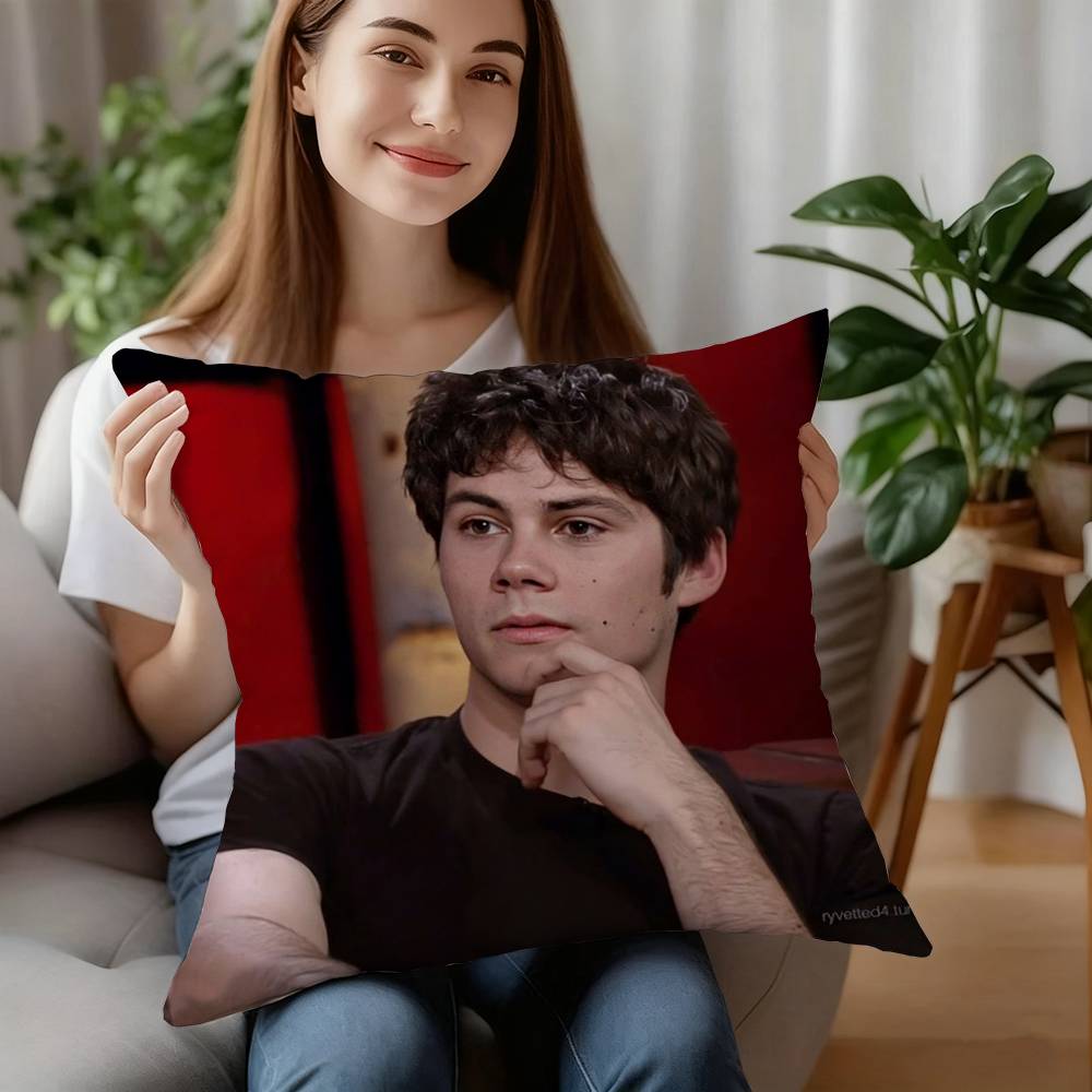 D-Dylan O Brien Pillow Case Plush Fabric Soft Pillowcase Double Sided Print Cushion Cover Household Gifts 12x12Inch