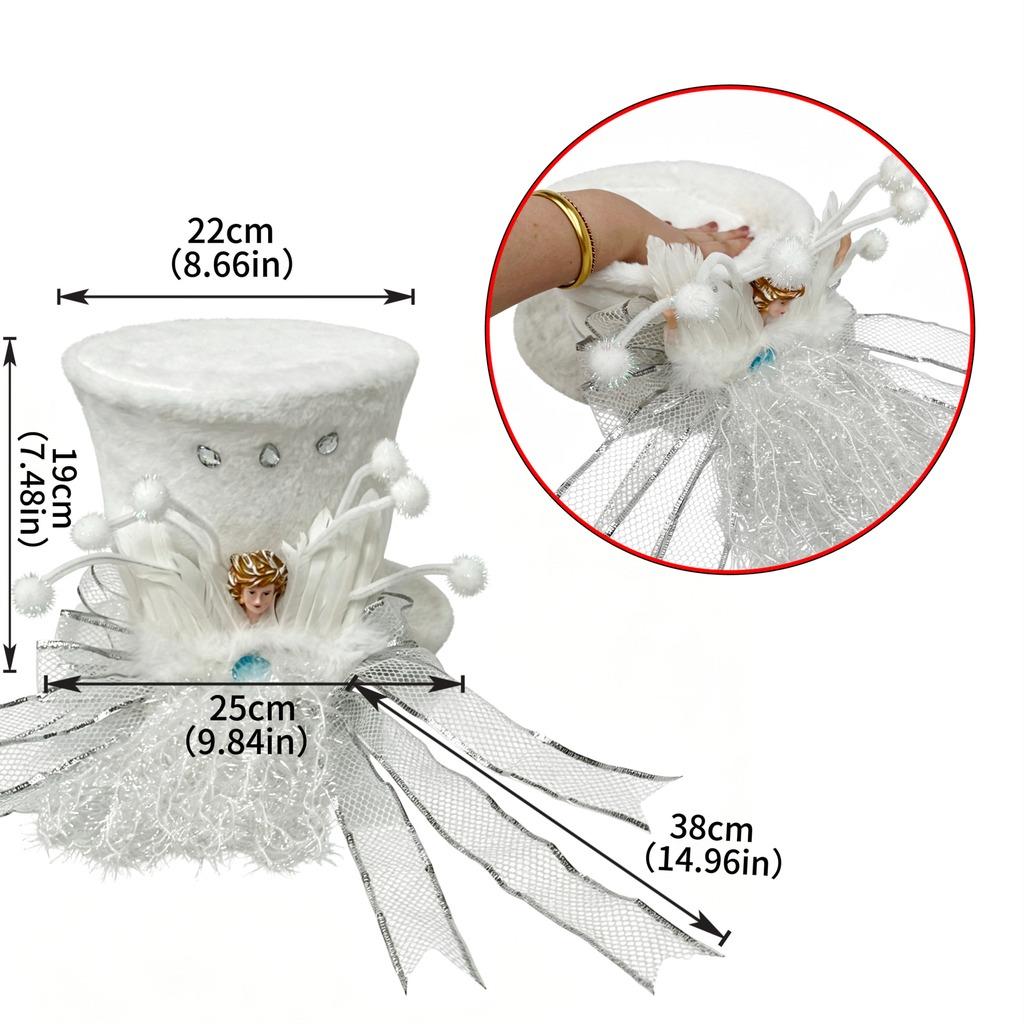 Angel Tree Topper Hat Plush Christmas Tree Top Decoration Plush Christmas Tree Topper Slip-On For Living Room Office