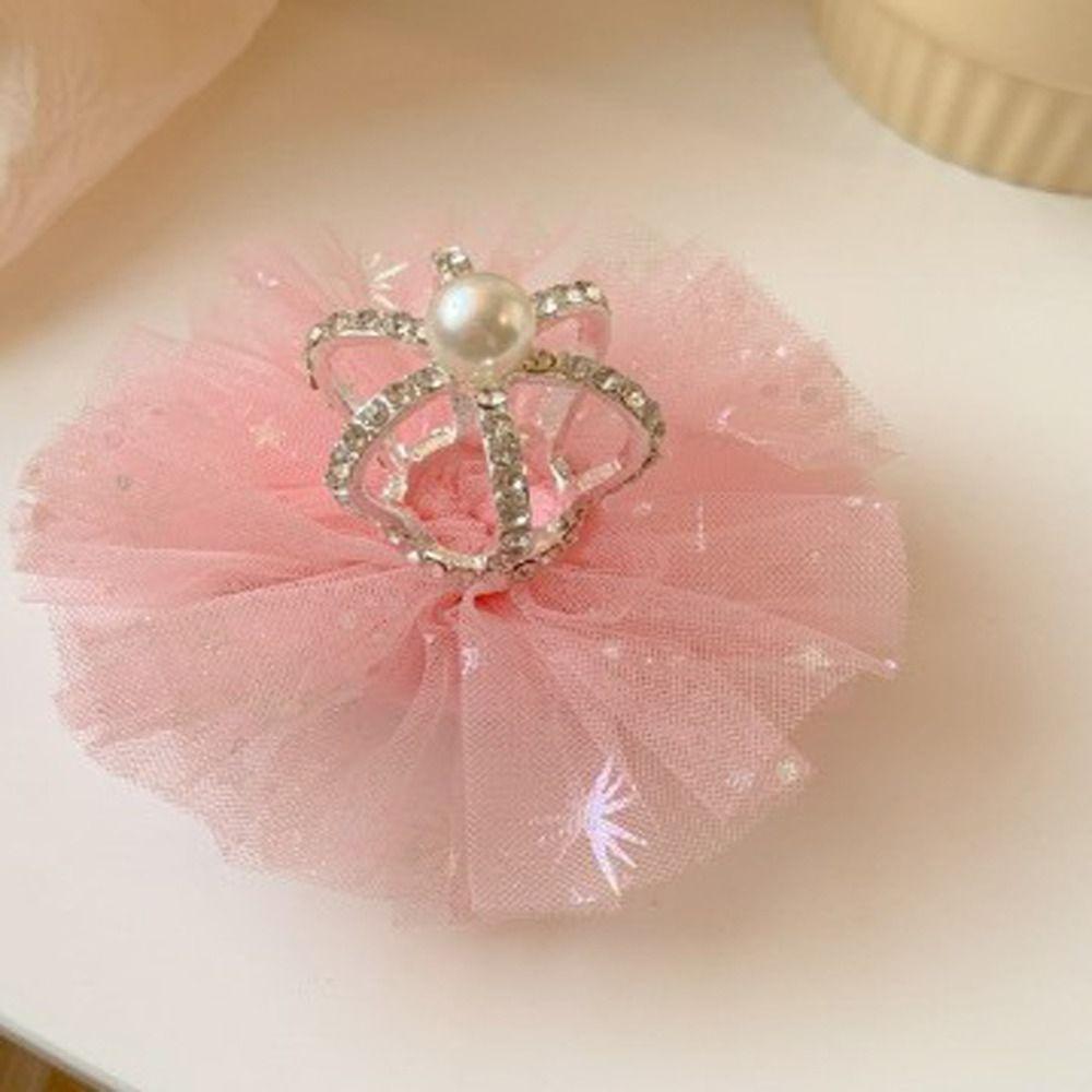 Girls Children's Princess Hairpin Mesh Baby Hairpin Crystal Lace Little Girl Crown Hair Accessories Tiara And Crowns