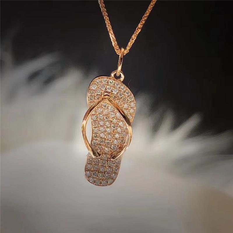 Women's Micro-Inlaid Diamond Slipper Pendant Necklace - Simple, Versatile Clavicle Chain for a Personalized Fashion Statement