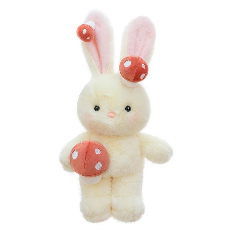 Plush Mushroom Rabbit Toy Embroidered Animal Cushion For Girls Gift Celebration 40cm