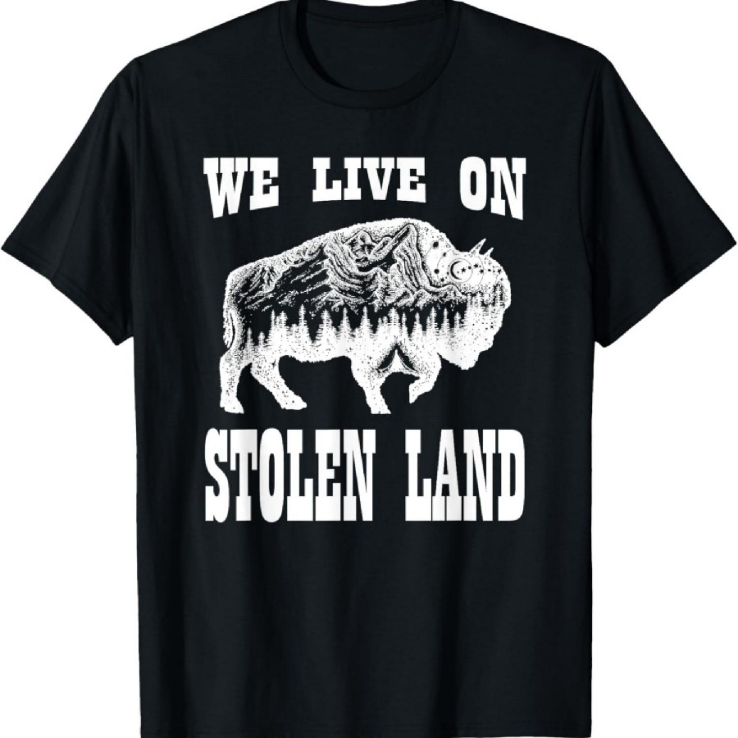 

We Live on Stolen Land with Buffalo T-Shirt XXXXXL чёрный