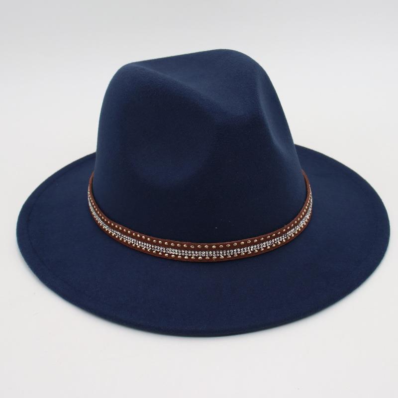 Tibetan Style Top Hat Temperament Jazz Hat British Elegant Felt Hat Big Brim Rivet Woolen Hat Men And Women