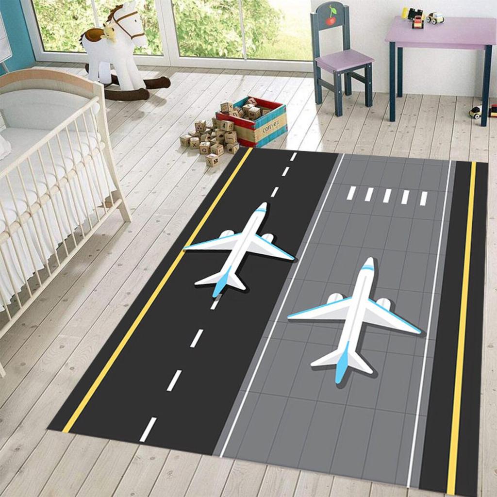 Runway Rug, Airport Decor Mat, Plane Rug, Apron Rug, Kids Room Mat, Boys Room Carpet, Playing Mat, Popular Rug Area Floor Rug