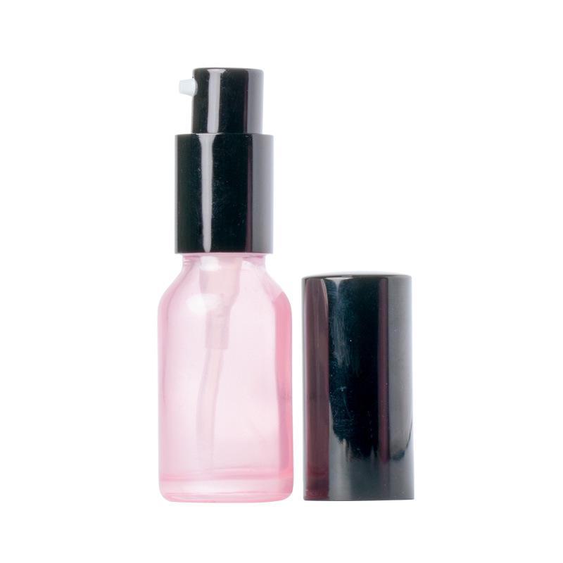 Pink Glass Perfume Bottle with Spray, Screw Cap, Essential Oil Dropper, and Lotion Dispenser