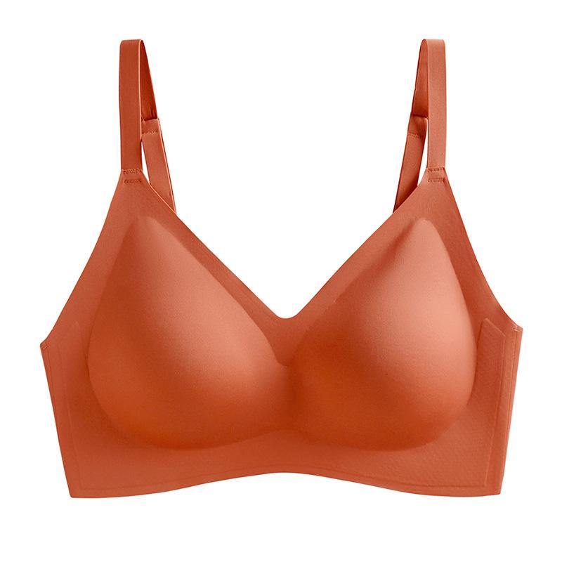 Seamless Latex Underwear Women's Summer Thin Section Without Steel Ring Small Breasts Gathered Breasts Anti-sagging Sports Bra