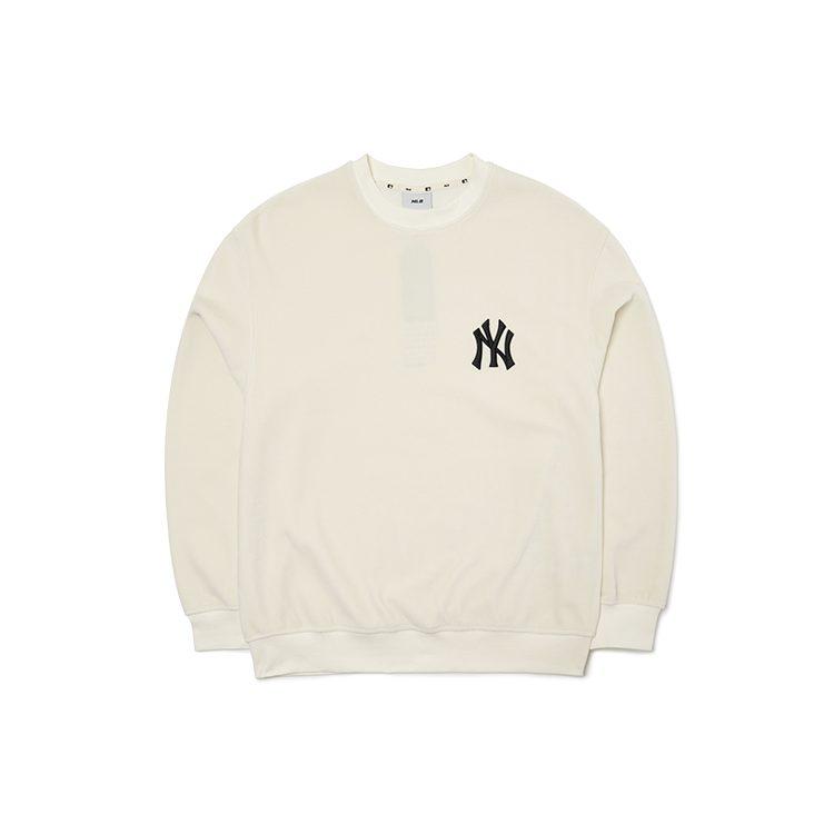 MLB Base Logo Sweatshirts Unisex White Crew Neck Moderate Regular 3AMT00314-50CRS