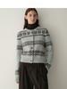 Women's Retro Ice Flower Fair Isle Knit Cardigan - Pure Wool, Slimming, Loose Fit Sweater Coat