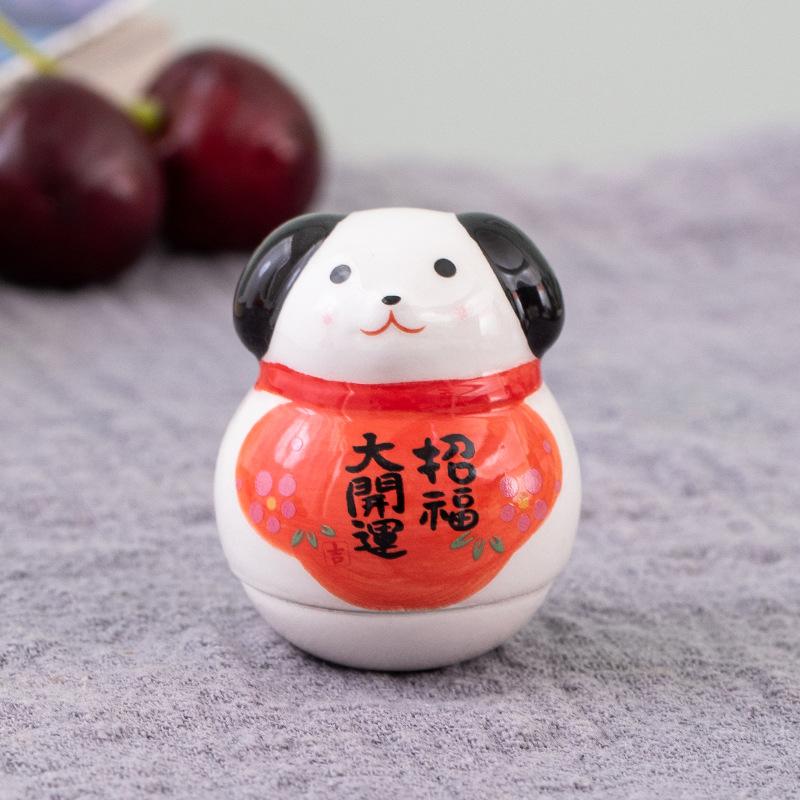 Ceramic Maneki Neko Home Decor Lucky Cat Tumbler Feng Shui Ceramic Fortune Cat Statue Room Decor Accessories Office Decoration