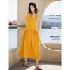XWI Women's 100% Cotton V-Neck Sleeveless Midi A-Line Dress