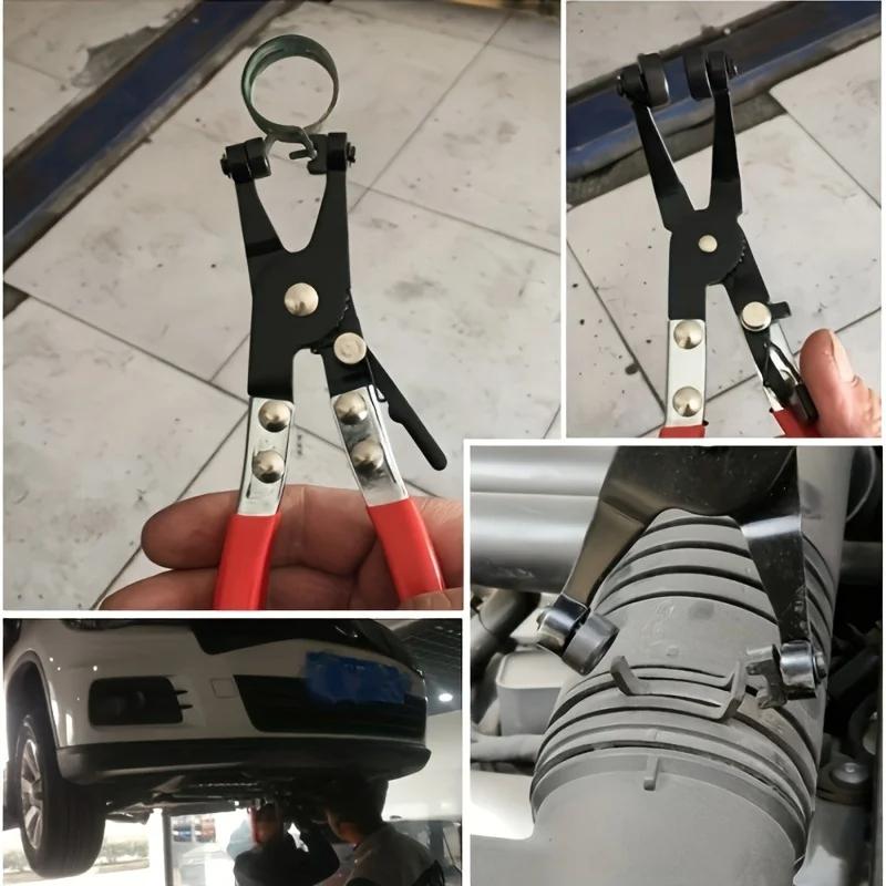 1pcsCar Tube Clamp Long Automotive Hose Clamp Pliers Straight Throat Tube Bundle Clamp Removal Tool Straight Smooth Handle Plier
