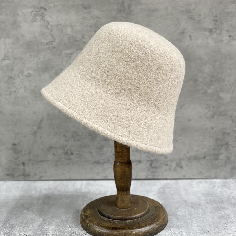 Soft And Wide Foldable Simple Australian Hair Bucket Hat Women'S Tide Warm Candy Color Wool Bucket Hat