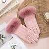 Warm Gloves for Women In Autumn and Winter Outdoor Riding Cold Proof Thickened Plush Velvet Cute Bow Develvet Touch Screen Gloves