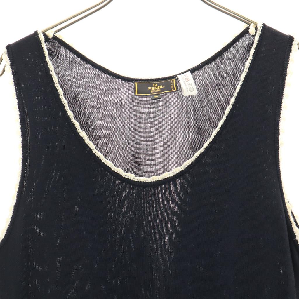 Fendi Made In Italy No Sleeve Knit One Piece 46 Dark Blue Women Used