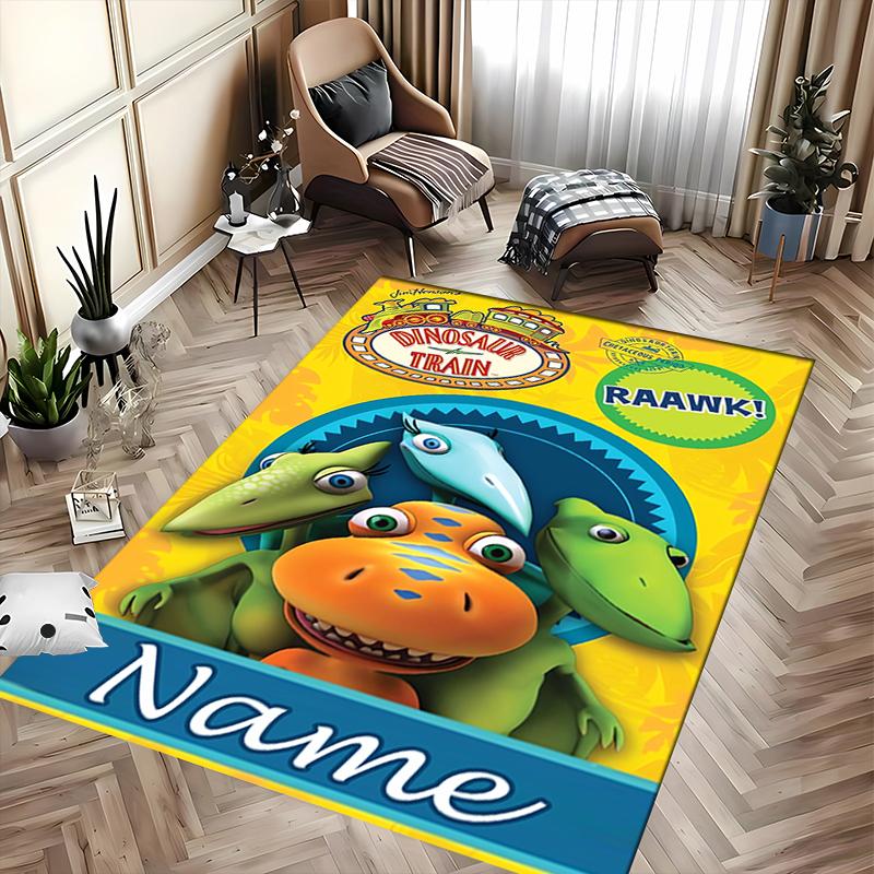 Custom Personalization Dinosaur Train Area Rug - Perfect For Kitchen, Bathroom,Laundry Room Decor Large Size Available,Gift All Seasons