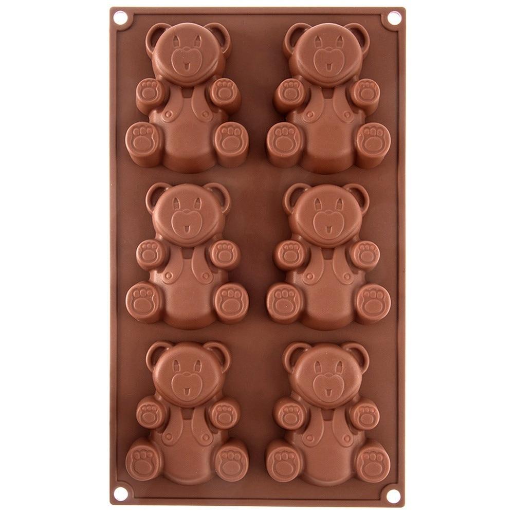 Orion Silikon Bären Kuchenform 6-fach Antihaft Backform 30x17.5x2 cm Keks Brownie Schokoladenform Flexibel Einfache Entnahme Langlebiges Backwerkzeug