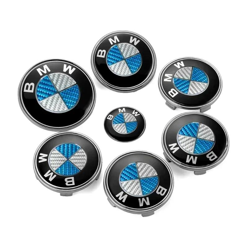 YAMHS1 For BMW New 2025 7pcs Car Front Emblem Rear Badge Wheel Hub Cap Sticker for E46 E90 E60 F10 F11 F20 F30 F34 F01 G20 G21 G31 G38 