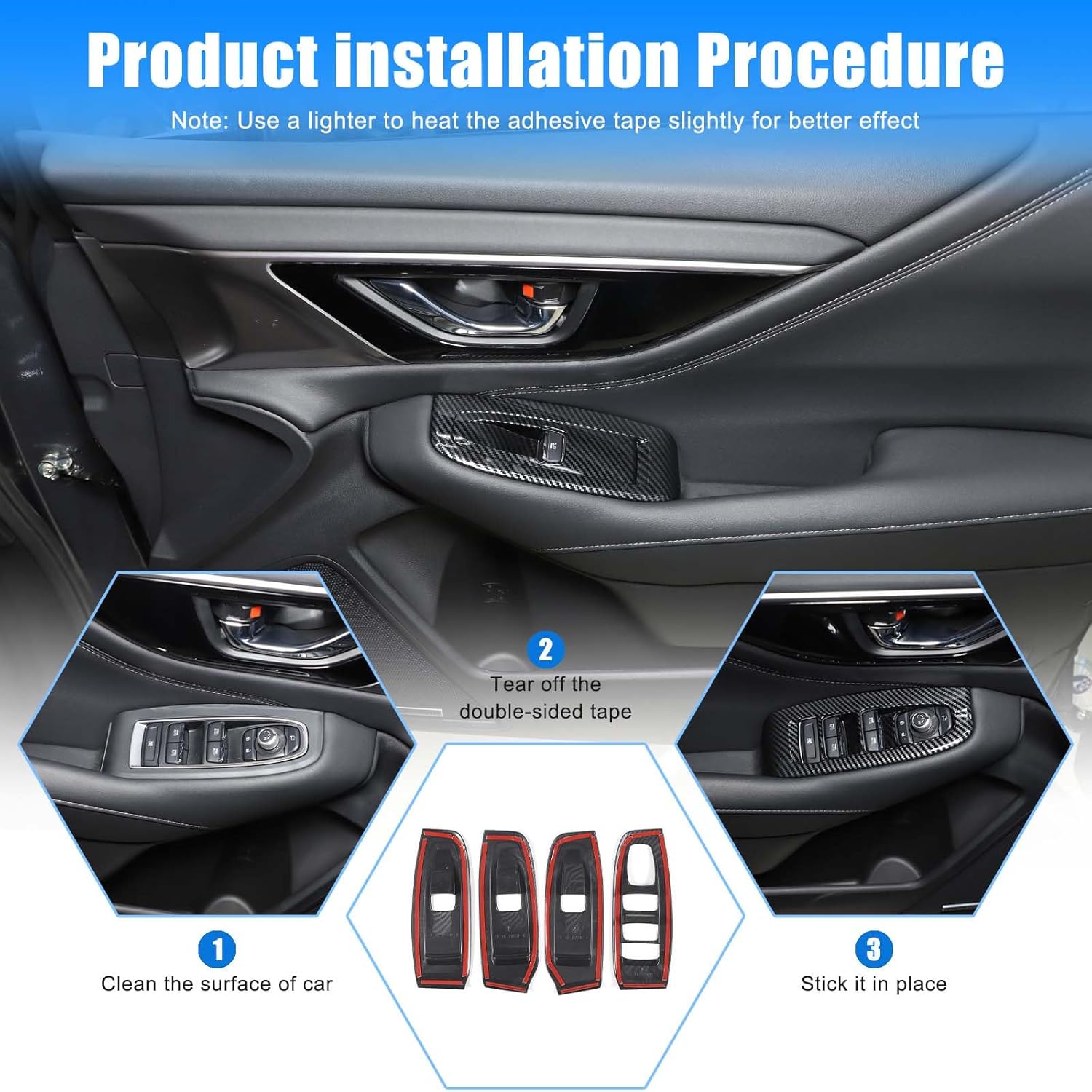 Window Lift Switch Panel Cover Trim for Subaru Outback 2021-2023 Accessories, ABS Car Window Glass Lift Switch Button Frame Cover Decor 4Pcs (not fit