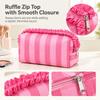 Striped Cosmetic Bag Ruffle Travel Pouch Portable Makeup Organizer  Bathroom