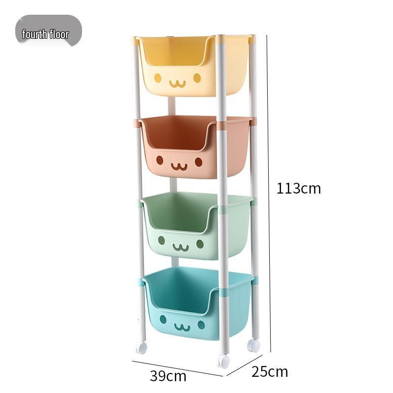Children's Floor-Standing Trolley Bookshelf & Toy Organizer