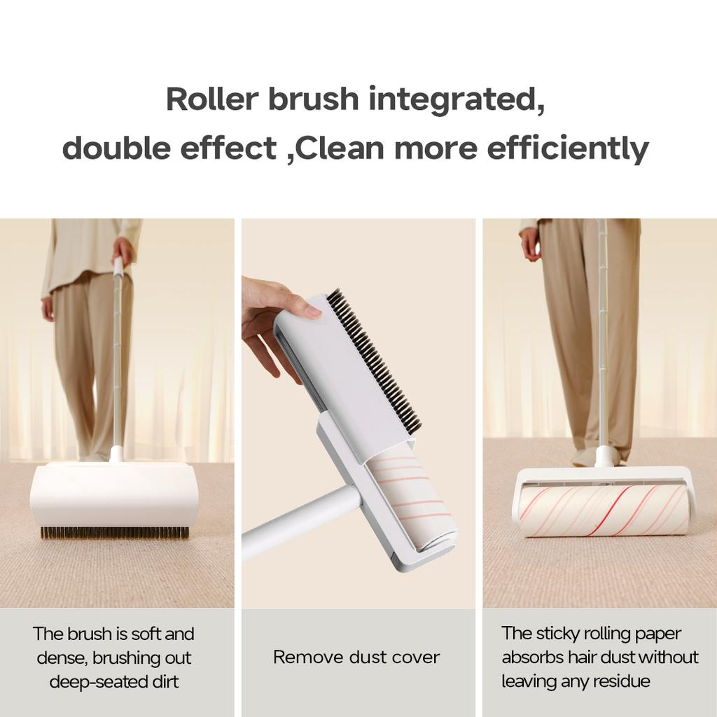 Innowell Manual Lint Roller Brush Sticky Paper Lint Remover with Telescopic Aluminum Pole Portable Hand Held Hair Remover