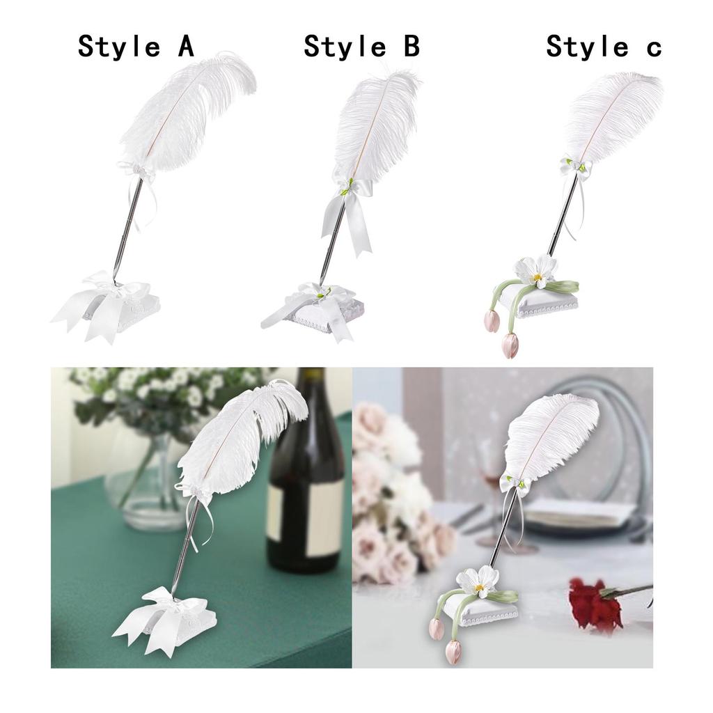 Wedding Pen with Stand Writing Feather Ballpoint Writing Pen Feather Pen for