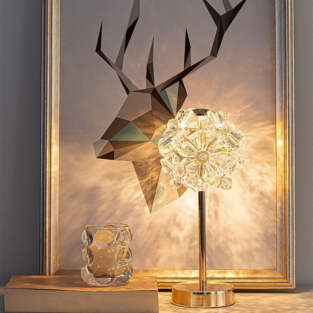 Crystal Lamp Shade Crystal Table Lamp 3 Color Lights Dimmable Decoration Desk Light Soft Lights Romantic Indoor Lighting Home