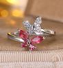 European and American New Butterfly Shaped Ring with Micro Inlaid Zircon and Adjustable Opening for Trendy Jewelry