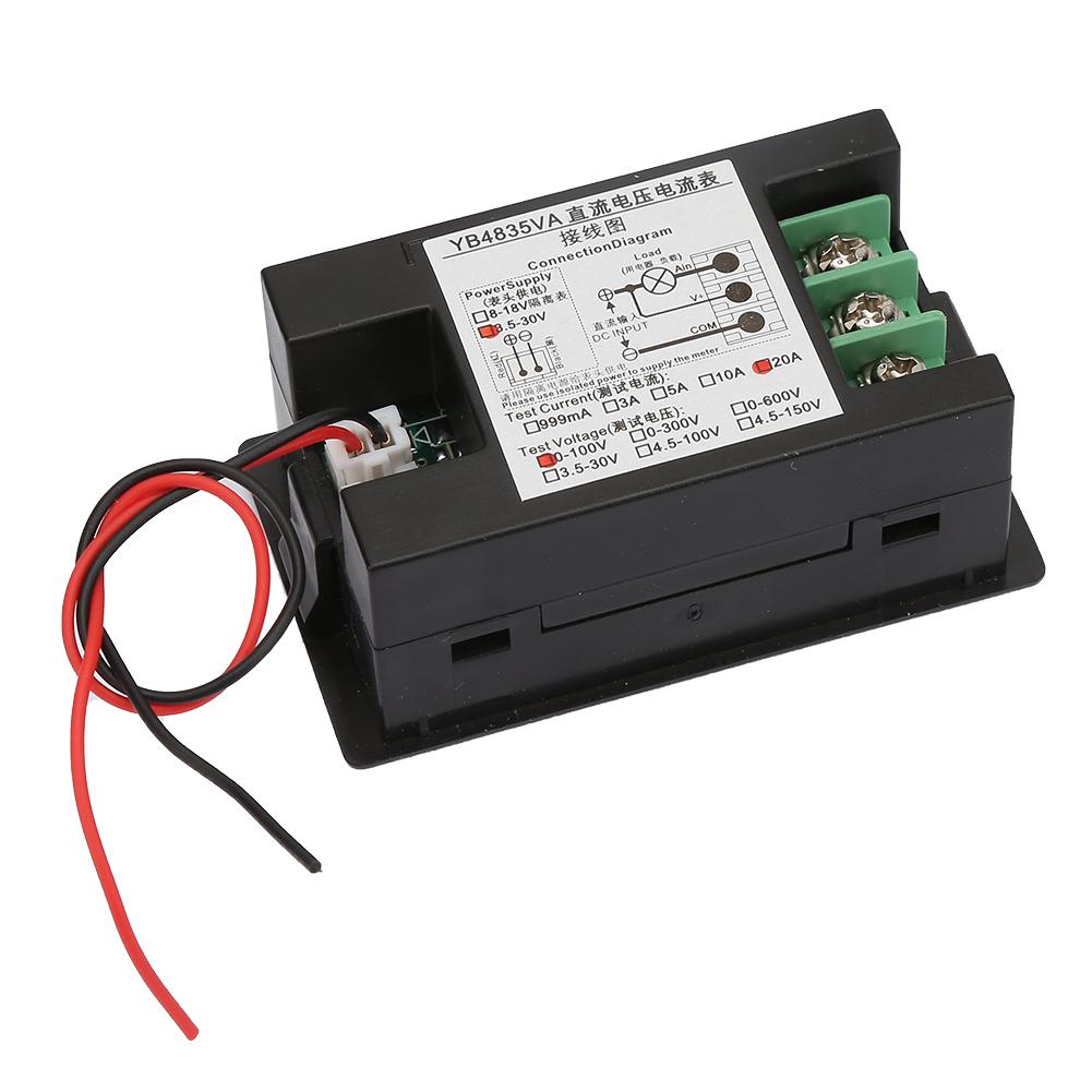 YB4835VA DC0 100V 20A Dual Display Integrated Voltage Ampere Meter