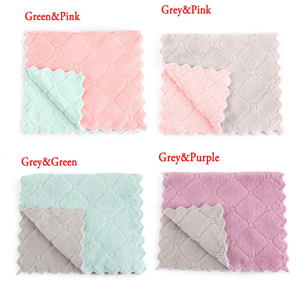 

Tableware Kitchen Microfiber Household Cleaning Towel Scouring Pad Clean Cloths Non-stick Oil Rags Grey & Purple(5PCS)