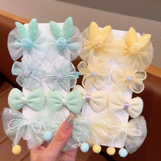 8Pcs Hair Pins Mesh Yarn Bowknot Flower Decor Hairpins Cartoon