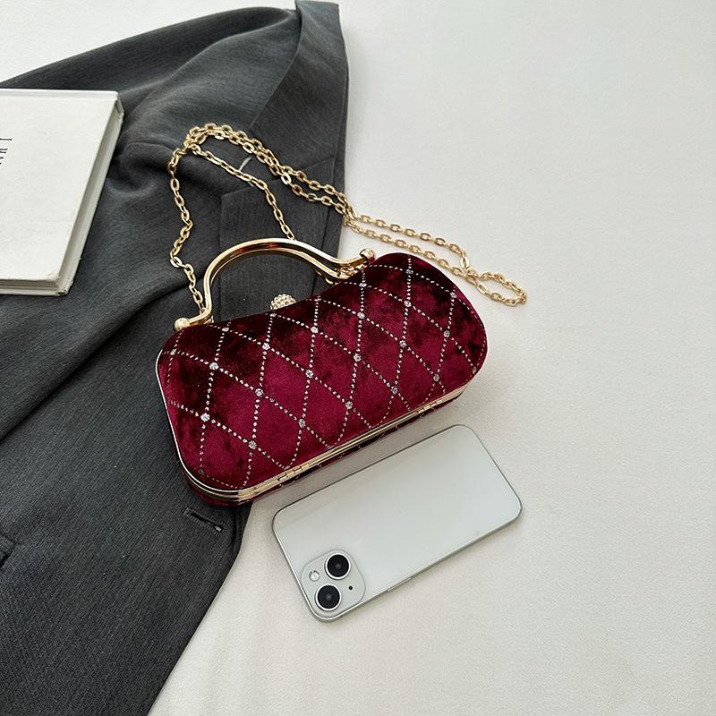 Elegant Evening Bag Rhinestone Portable Clutch Suitable For Wedding Prom Dinner Party Hanbangs Velvet Mini Formal Bags