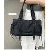 Retro Motorcycle Handbag Women Horiztal Tote Storage Tassel Design Pillow Shoulder Bag Trendy Large Capacity Soft Underarm Bag